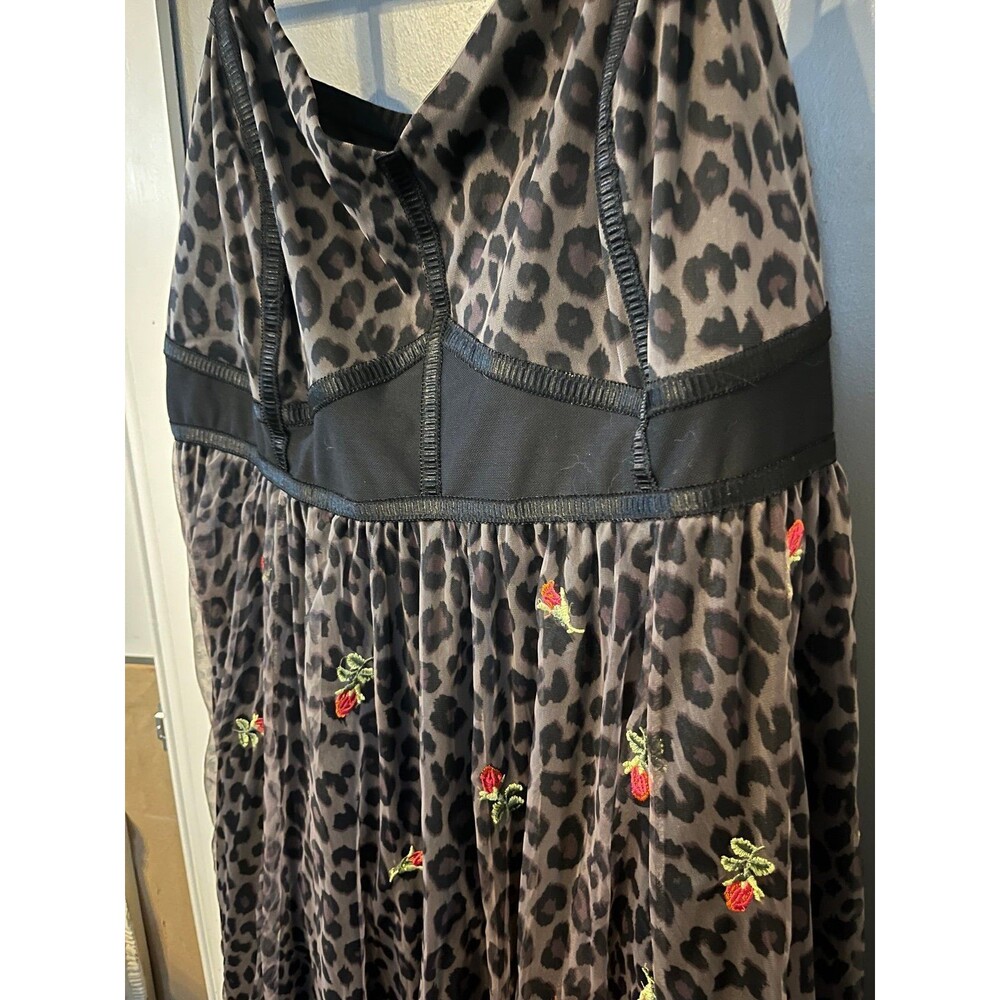 Torrid Betsey Johnson size 24 Black Leopard Bustier Mesh Skater Midi Dress - Picture 5 of 9